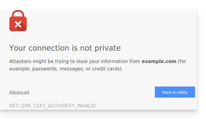 Fehler bei nicht privater Verbindung